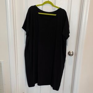 Eileen Fisher Black Silk Short Sleeve Dress M/L